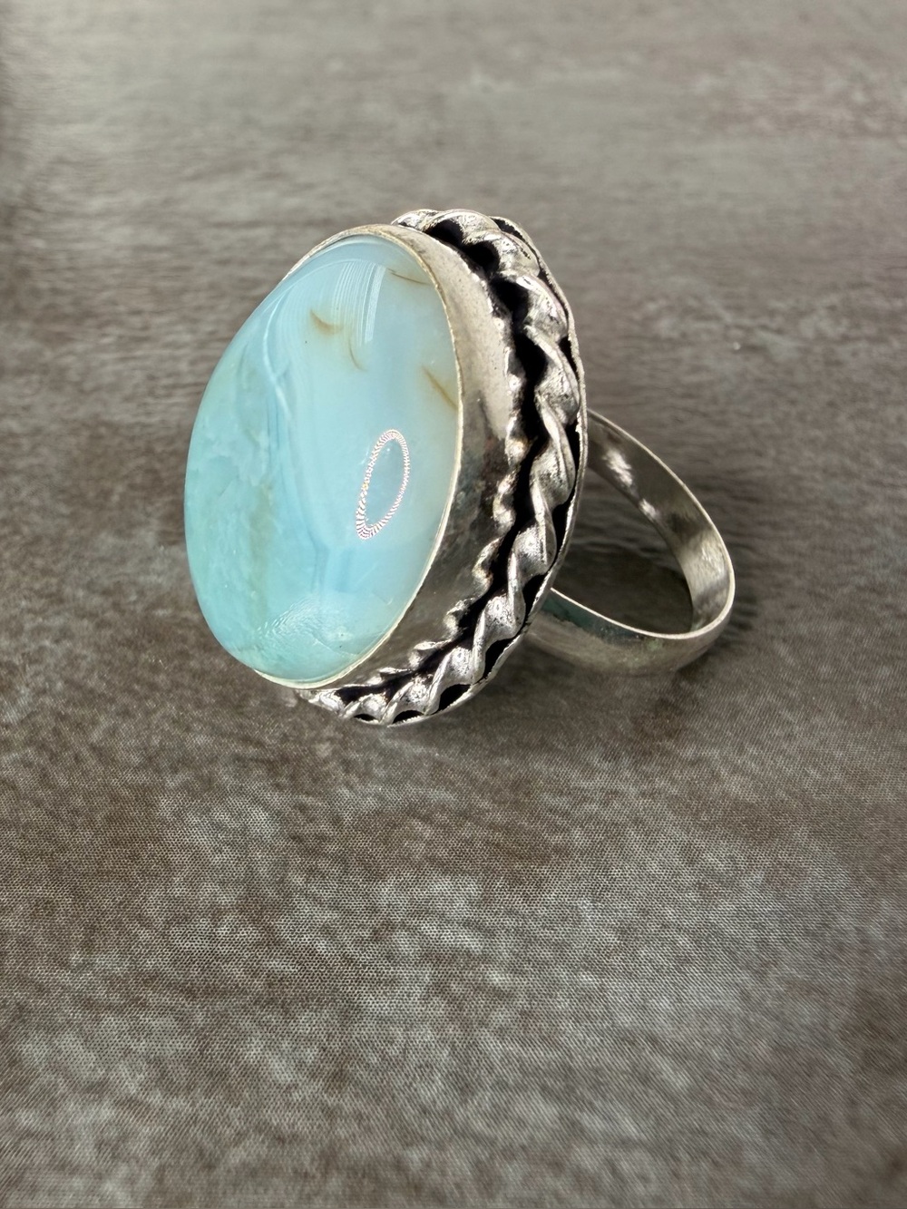Women Jewelry Agate Gemstone Ring Size 8 925 Silver Plated Vintage Boho Western - Picture 3 of 5